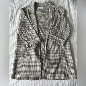 stradivarius Black and White Windowpane Button-Down Shirt Jacket